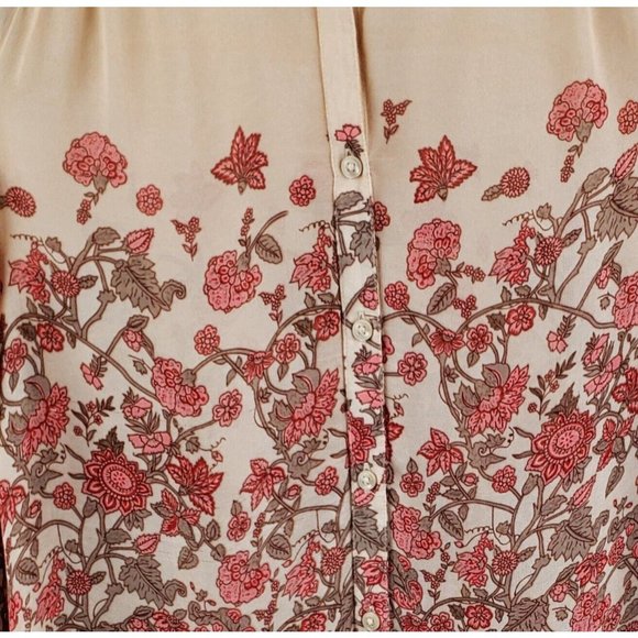 Lucky Brand Womens Blouse Long Sleeve Button Up Red Pink Floral Medium 7W44888 - Picture 5 of 8